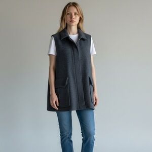 Women’s Mary Deangelis Pure Wool Vest Blue Made in England Size Medium